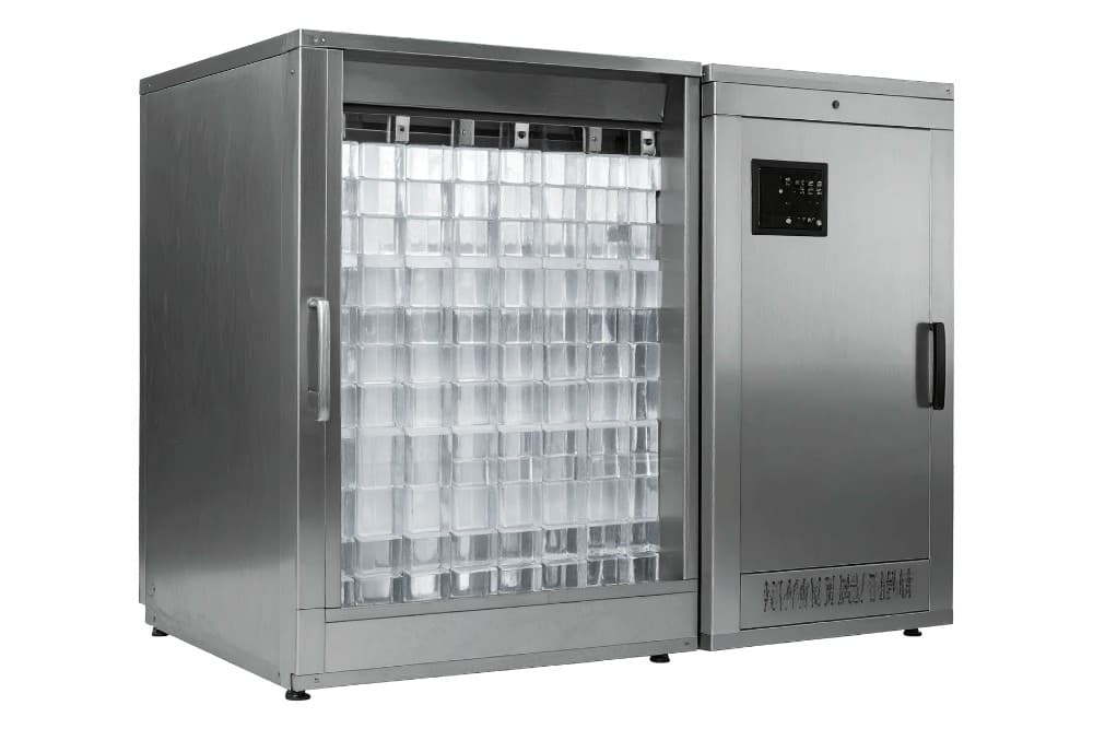 Stainless steel commercial refrigerated cabinet with a glass door, digital control panel and tray rack, shown on a white background