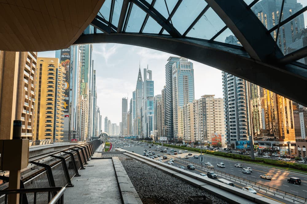 Metro station and residential towers in Al Barsha, Dubai